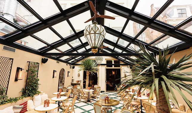 arkayu glass retractable roof for a restaurant 1