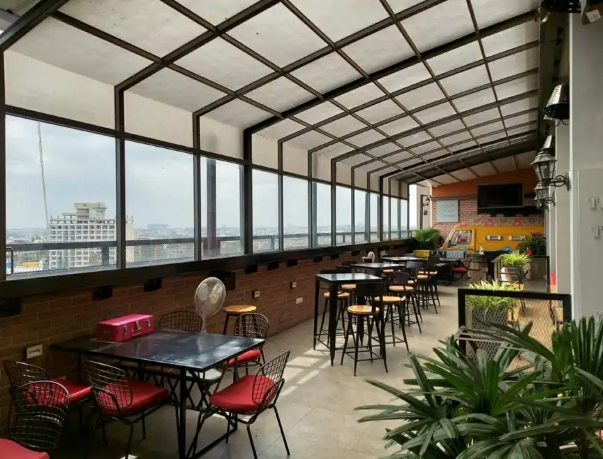 Arkayu patio retractable enclosure for rooftop restaurant in Bengaluru 8