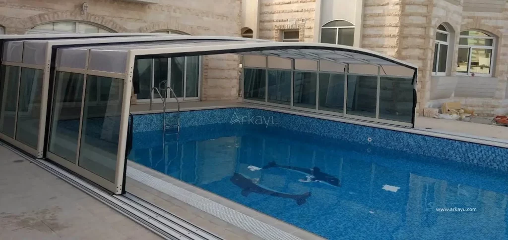 arkayu swimming pool retractable enclosure for a home in Sharjah, UAE