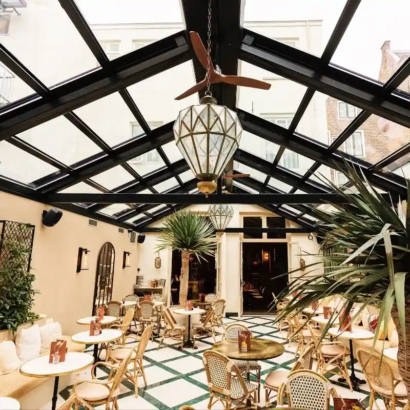 arkayu glass retractable roof for a restaurant 24