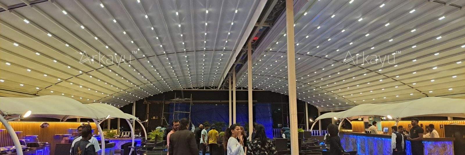 pvdf fabric retractable roof arkayu