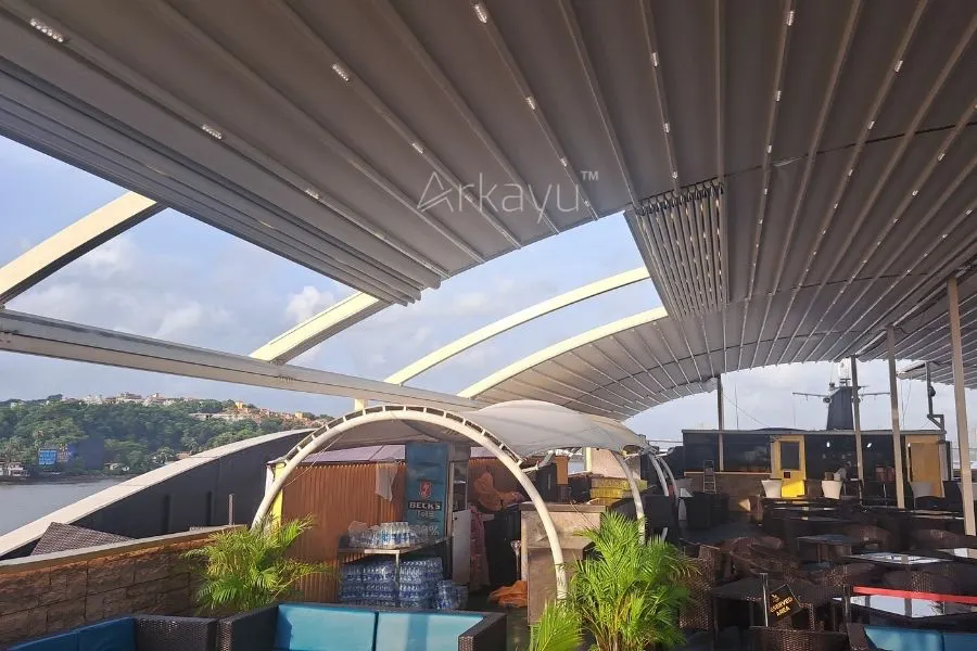 pvdf fabric retractable roof arkayu