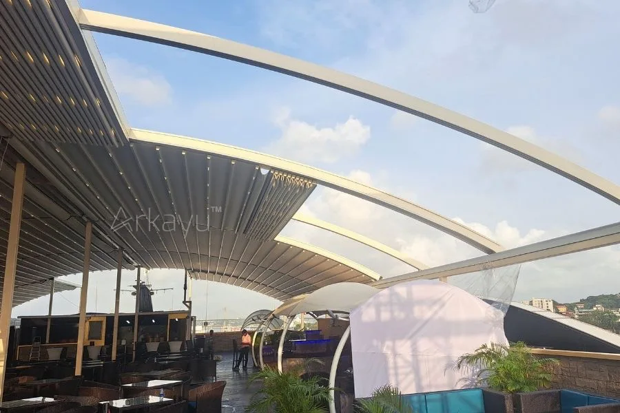 pvdf fabric retractable roof arkayu