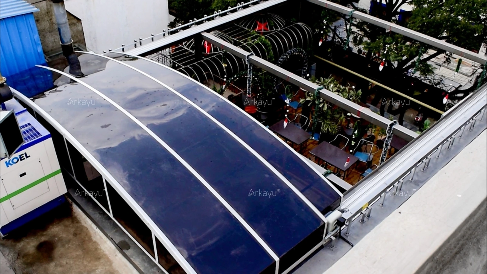 Motorised retractable roof for restaurant in bengaluru