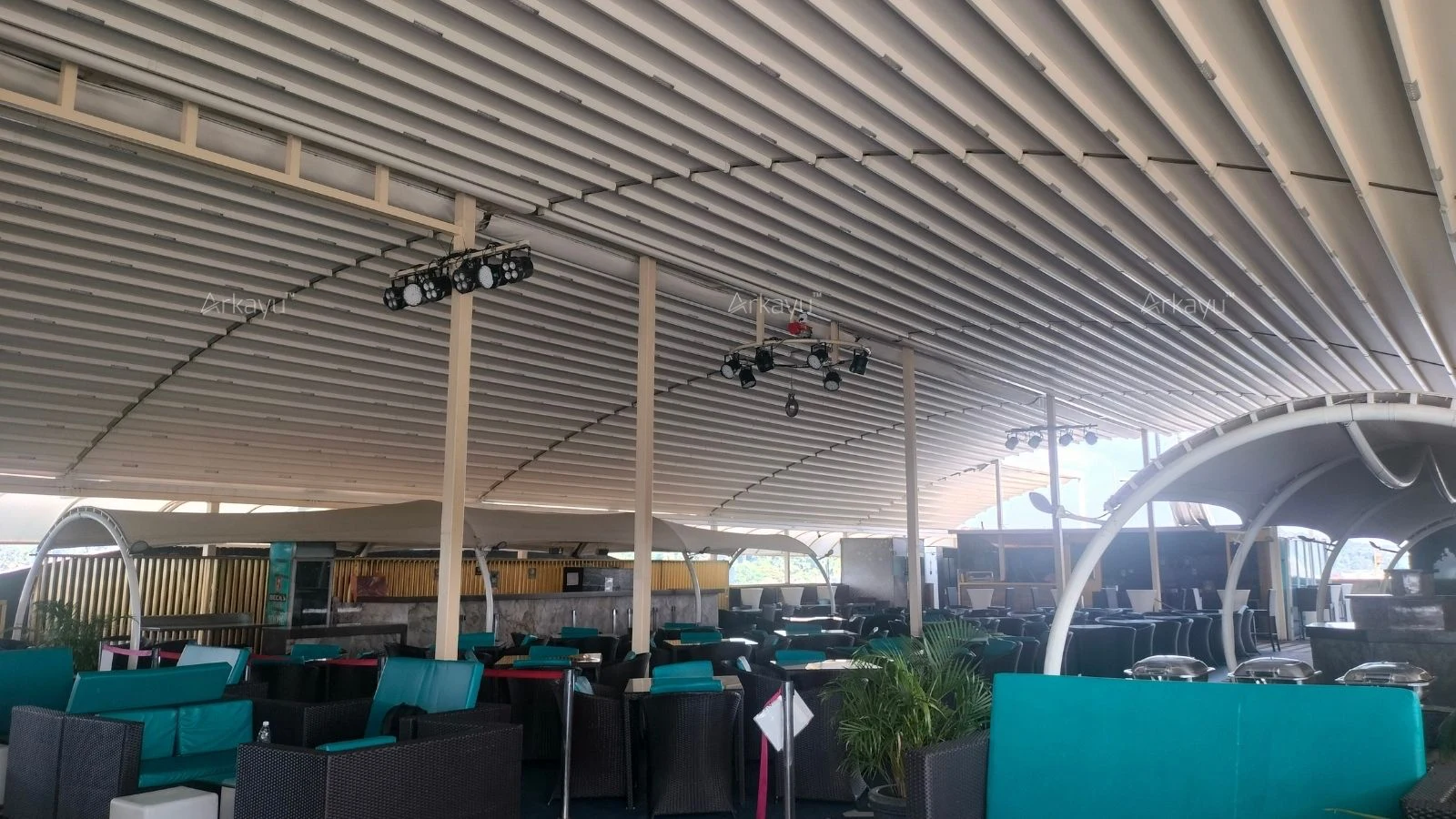 pvdf fabric retractable roof arkayu