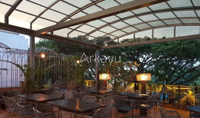 Motorised retractable roof for restaurant in bengaluru