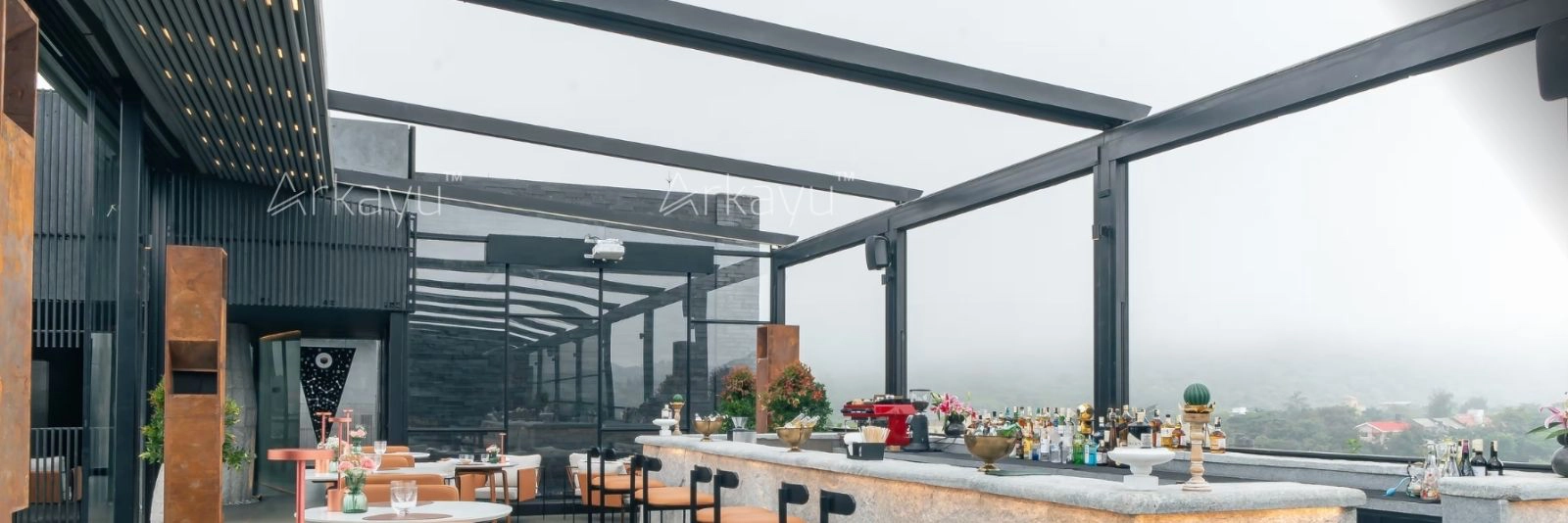 arkayu pvdf fabric retractable roof