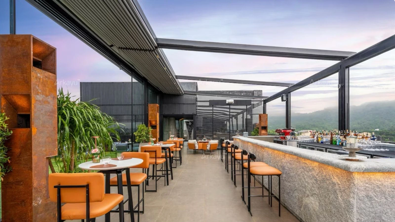arkayu pvdf fabric retractable roof