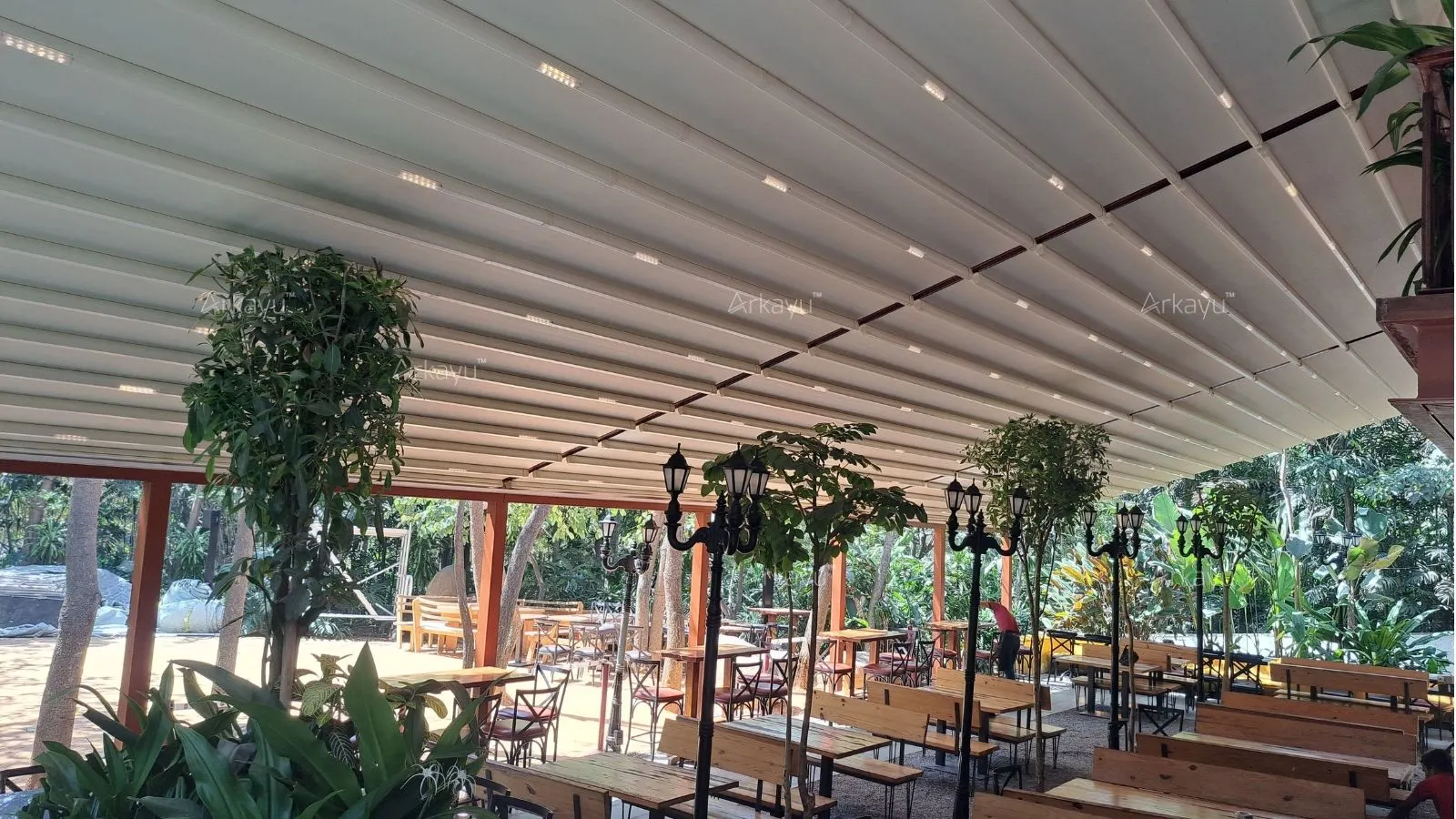 pvdf fabric motorised roof