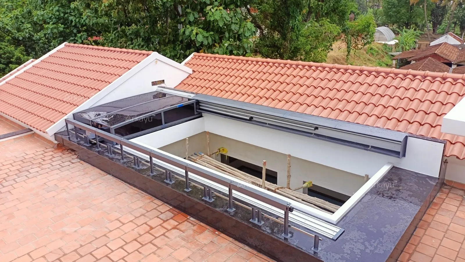 arkayu polycarbonate retractable roof for residential courtyard in Anaikatti, Coimbatore