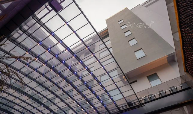polycarbonate retractable roof for banquet hall in shillong, Meghalaya