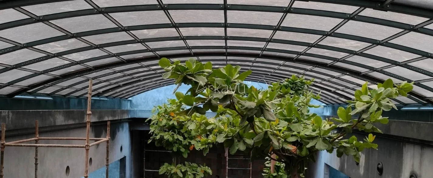 Arkayu polycarbonate retractable roof for restaurant