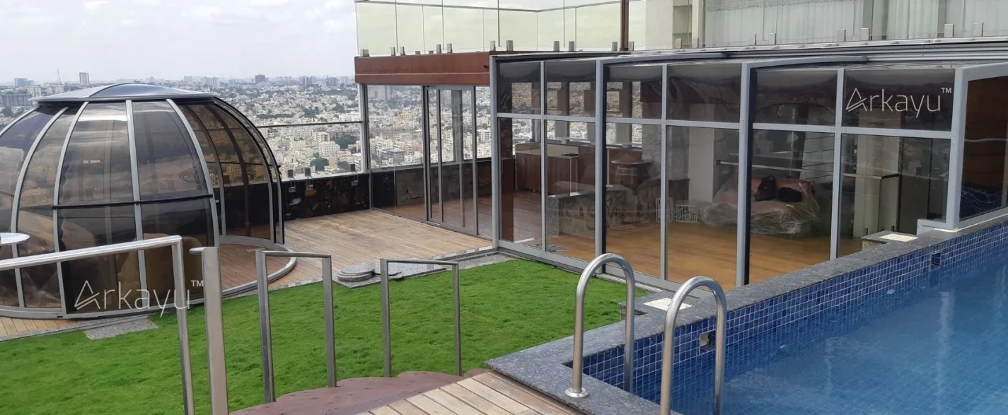 Arkayu patio retractable enclosure for penthouse terrace in Bengaluru 16